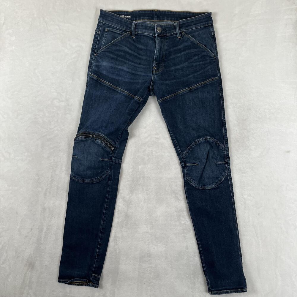 G-Star Raw 5620 3D Zip Knee Jeans Mens 34x32 Blue Skinny Slim Denim Med Wash